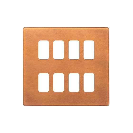 The Chiswick Collection Antique Copper 8 Gang RM Rectangular Module Grid Switch Plate