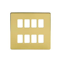 8 gang grid switch plate brushed brass