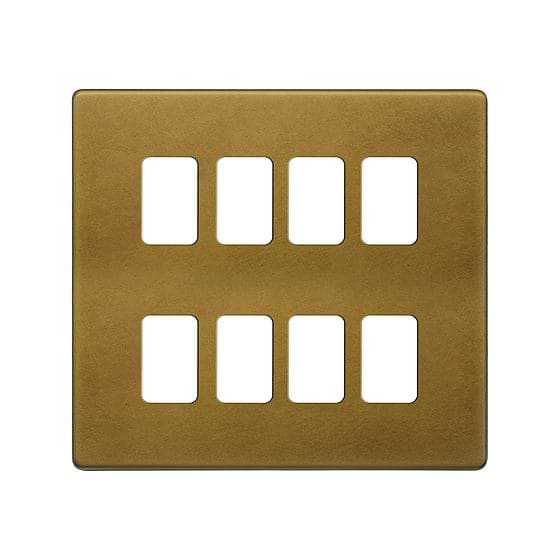 The Belgravia Collection Old Brass 8 Gang RM Rectangular Module Grid Switch Plate