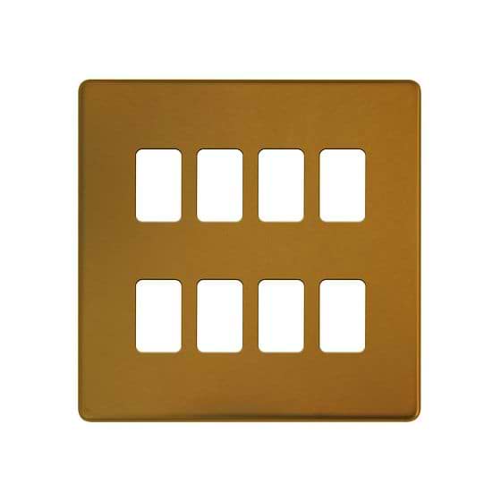 Soho Lighting Antique Gold 8 Gang RM Rectangular Module Grid Switch Plate