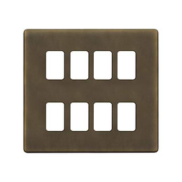 The Westminster Collection Vintage Brass 8 Gang RM Rectangular Module Grid Switch Plate