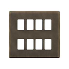 The Westminster Collection Vintage Brass 8 Gang RM Rectangular Module Grid Switch Plate