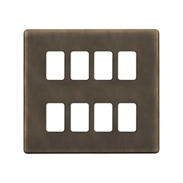 The Westminster Collection Vintage Brass 8 Gang RM Rectangular Module Grid Switch Plate