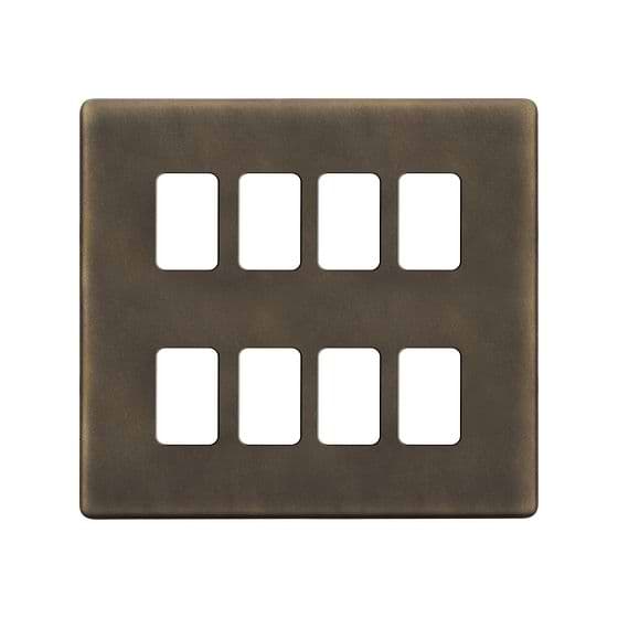 The Westminster Collection Vintage Brass 8 Gang RM Rectangular Module Grid Switch Plate