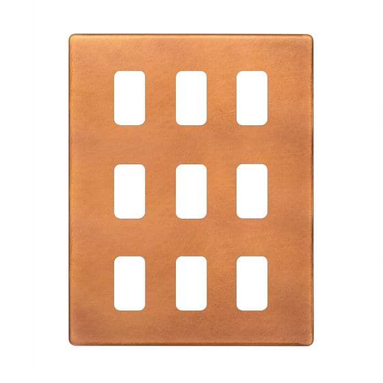 The Chiswick Collection Antique Copper 9 Gang RM Rectangular Module Grid Switch Plate
