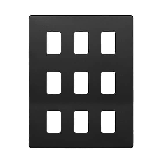 The Camden Collection Matt Black 9 Gang RM Rectangular Module Grid Switch Plate