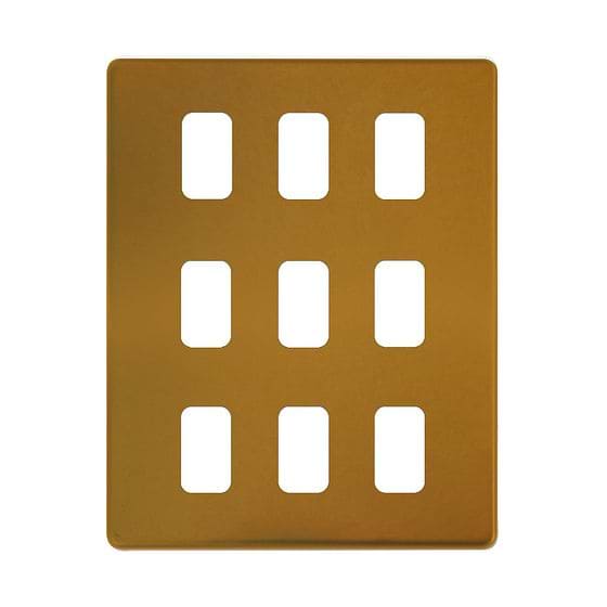 Soho Lighting Antique Gold 9 Gang RM Rectangular Module Grid Switch Plate