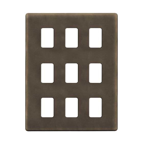 The Westminster Collection Vintage Brass 9 Gang RM Rectangular Module Grid Switch Plate