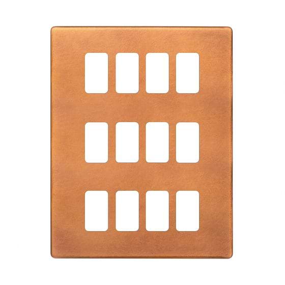 The Chiswick Collection Antique Copper 12 Gang RM Rectangular Module Grid Switch Plate