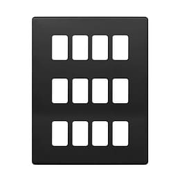 The Camden Collection Matt Black 12 Gang RM Rectangular Module Grid Switch Plate