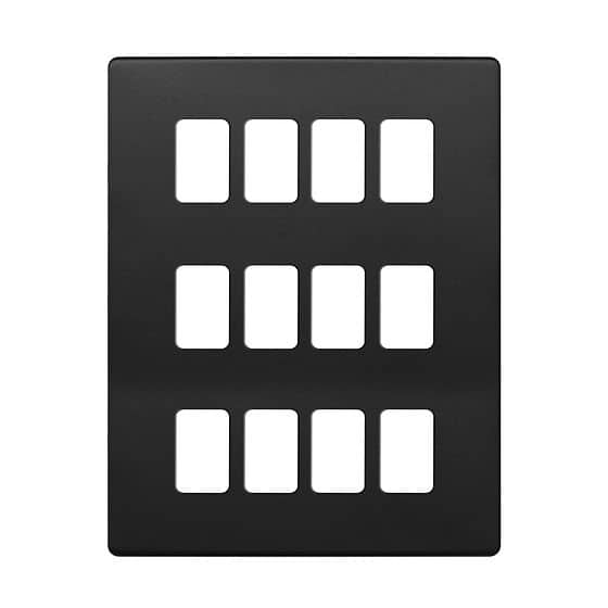 The Camden Collection Matt Black 12 Gang RM Rectangular Module Grid Switch Plate