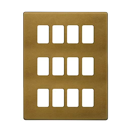 The Belgravia Collection Old Brass 12 Gang RM Rectangular Module Grid Switch Plate