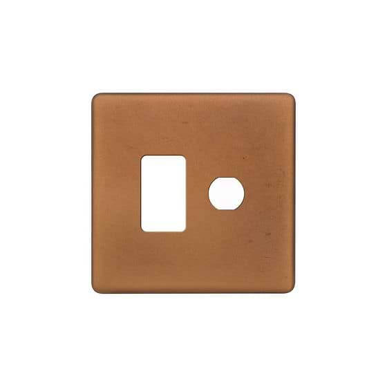 The Chiswick Collection Antique Copper 2 Gang 1RM+1CM Dual Module Grid Switch Plate
