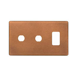 The Chiswick Collection Antique Copper 3 Gang 1RM+2CM Dual Module Grid Switch Plate