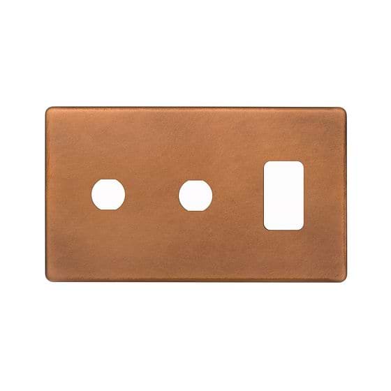 The Chiswick Collection Antique Copper 3 Gang 1RM+2CM Dual Module Grid Switch Plate