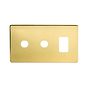 The Savoy Collection Brushed Brass 3 Gang 1RM+2CM Dual Module Grid Switch Plate
