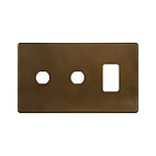 The Westminster Collection Vintage Brass 3 Gang 1RM+2CM Dual Module Grid Switch Plate