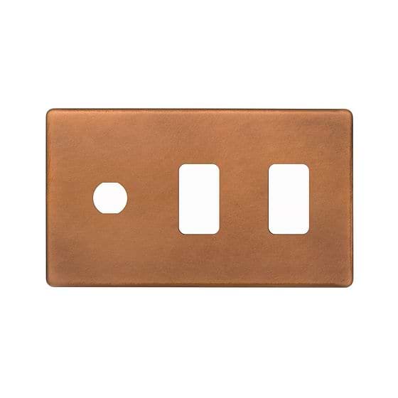 The Chiswick Collection Antique Copper 3 Gang 2RM+1CM Dual Module Grid Switch Plate