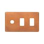 The Chiswick Collection Antique Copper 3 Gang 2RM+1CM Dual Module Grid Switch Plate