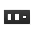 The Camden Collection Matt Black 3 Gang 2RM+1CM Dual Module Grid Switch Plate