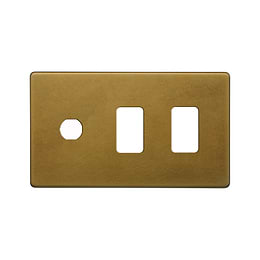 The Belgravia Collection Old Brass 3 Gang 2RM+1CM Dual Module Grid Switch Plate
