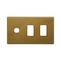 The Belgravia Collection Old Brass 3 Gang 2RM+1CM Dual Module Grid Switch Plate