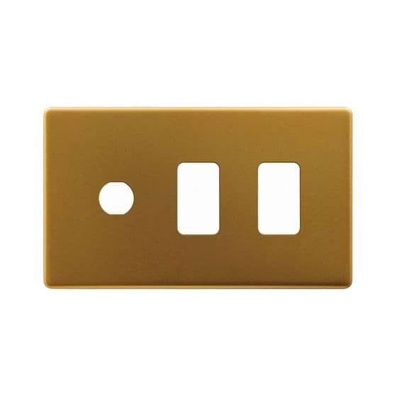 Soho Lighting Antique Gold 3 Gang 2RM+1CM Dual Module Grid Switch Plate