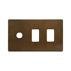 The Westminster Collection Vintage Brass 3 Gang 2RM+1CM Dual Module Grid Switch Plate