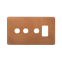The Chiswick Collection Antique Copper 4 Gang 1RM+3CM Dual Module Grid Switch Plate