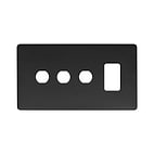 The Camden Collection Matt Black 4 Gang 1RM+3CM Dual Module Grid Switch Plate