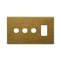 The Belgravia Collection Old Brass 4 Gang 1RM+3CM Dual Module Grid Switch Plate
