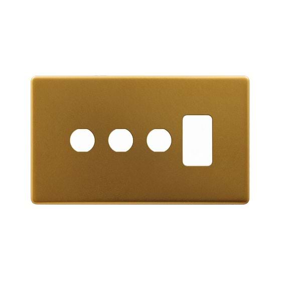 Soho Lighting Antique Gold 4 Gang 1RM+3CM Dual Module Grid Switch Plate