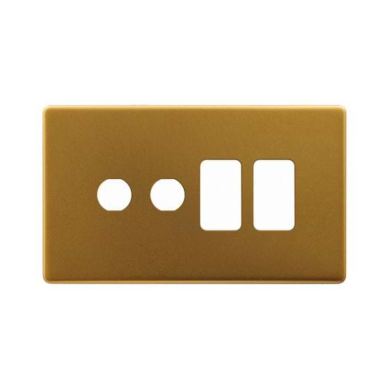 Soho Lighting Antique Gold 4 Gang 2RM+2CM Dual Module Grid Switch Plate