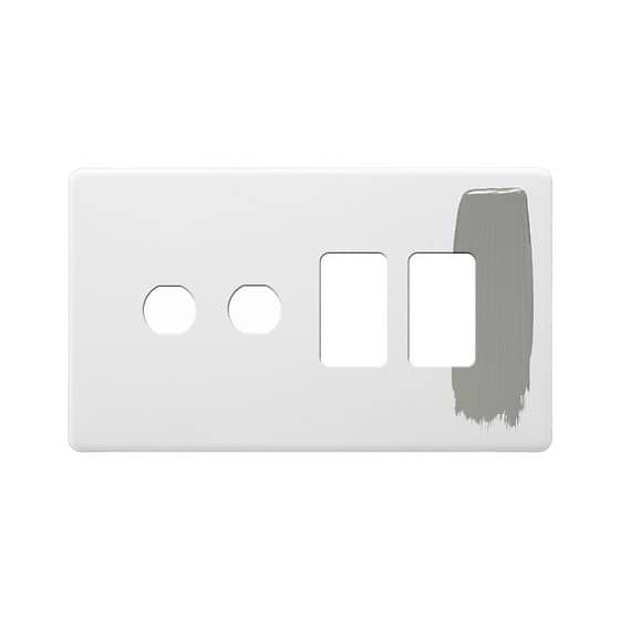 Soho Lighting Primed Paintable 4 Gang 2RM+2CM Dual Module Grid Plate