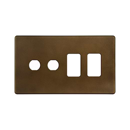 The Westminster Collection Vintage Brass 4 Gang 2RM+2CM Dual Module Grid Switch Plate