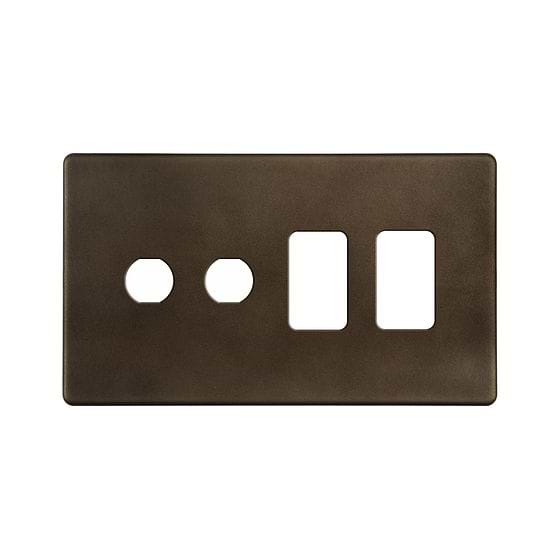 The Westminster Collection Vintage Brass 4 Gang 2RM+2CM Dual Module Grid Switch Plate