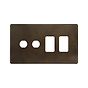 The Westminster Collection Vintage Brass 4 Gang 2RM+2CM Dual Module Grid Switch Plate