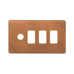 The Chiswick Collection Antique Copper 4 Gang 3RM+1CM Dual Module Grid Switch Plate