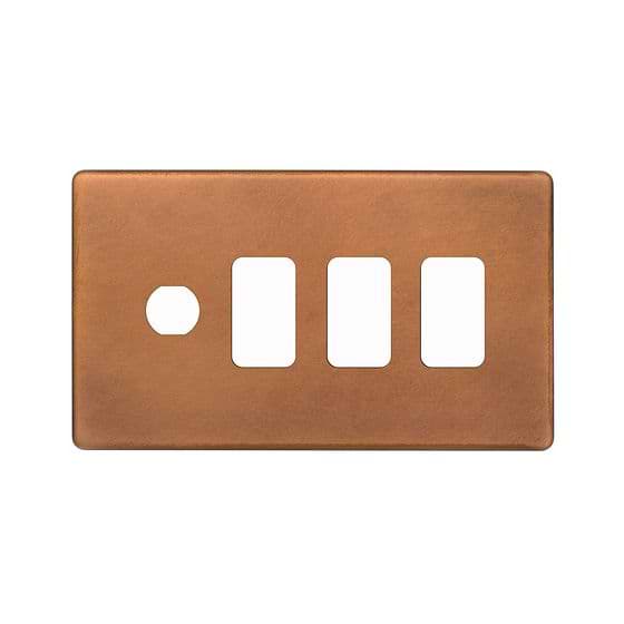 The Chiswick Collection Antique Copper 4 Gang 3RM+1CM Dual Module Grid Switch Plate