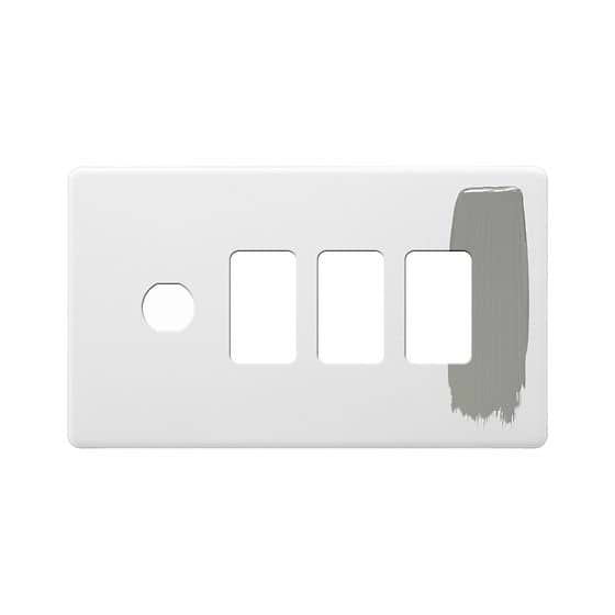 Soho Lighting Primed Paintable 4 Gang 3RM+1CM Dual Module Grid Plate
