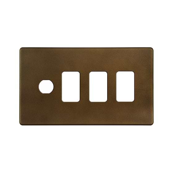 The Westminster Collection Vintage Brass 4 Gang 3RM+1CM Dual Module Grid Switch Plate