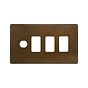 The Westminster Collection Vintage Brass 4 Gang 3RM+1CM Dual Module Grid Switch Plate