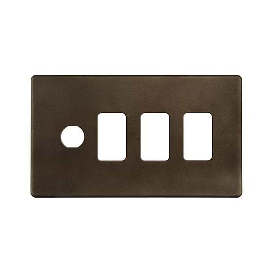 The Westminster Collection Vintage Brass 4 Gang 3RM+1CM Dual Module Grid Switch Plate