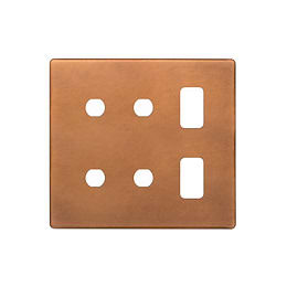 The Chiswick Collection Antique Copper 6 Gang 2RM+4CM Dual Module Grid Switch Plate