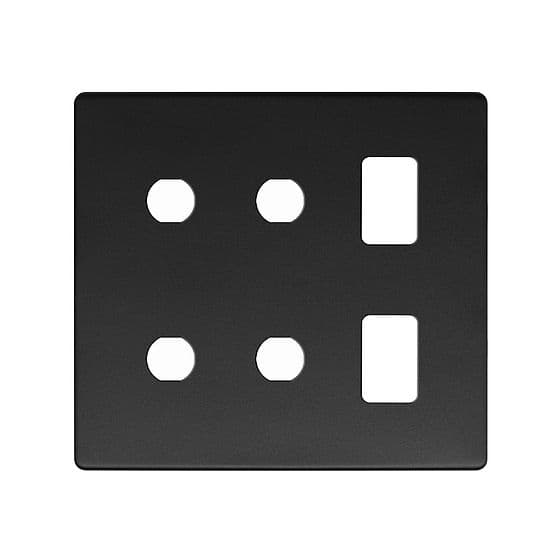 The Camden Collection Matt Black 6 Gang 2RM+4CM Dual Module Grid Switch Plate