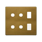 The Belgravia Collection Old Brass 6 Gang 2RM+4CM Dual Module Grid Switch Plate