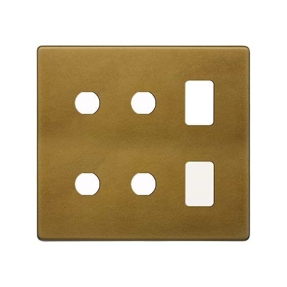 The Belgravia Collection Old Brass 6 Gang 2RM+4CM Dual Module Grid Switch Plate