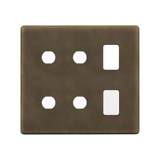 The Westminster Collection Vintage Brass 6 Gang 2RM+4CM Dual Module Grid Switch Plate