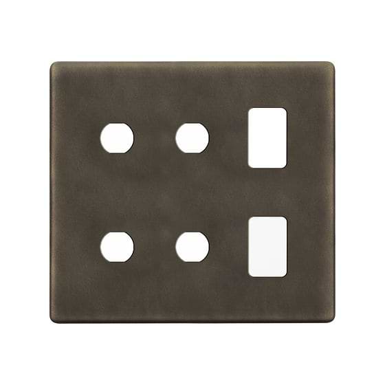 The Westminster Collection Vintage Brass 6 Gang 2RM+4CM Dual Module Grid Switch Plate