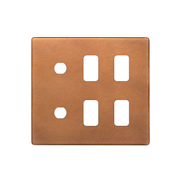 The Chiswick Collection Antique Copper 6 Gang 4RM+2CM Dual Module Grid Switch Plate